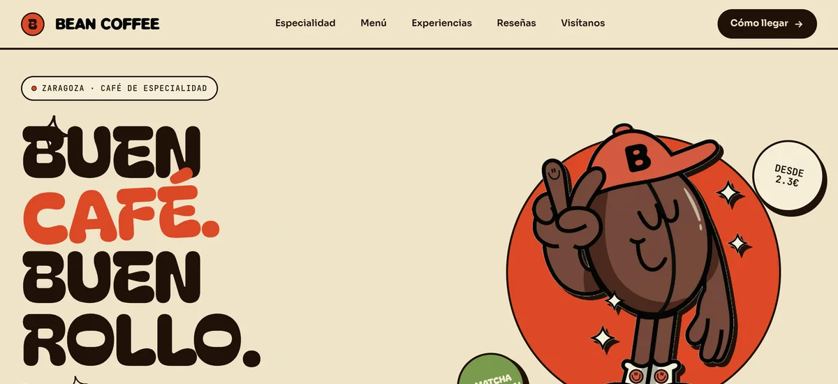 Captura de la web Bean Coffee